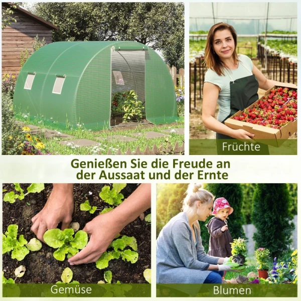  Poly Broeikas Walk-in Poly Tunnel 3 X 3 M Broeikas Met 4 Ramen Broeikas Vorstbescherming Stalen Buis Donkergroen 7