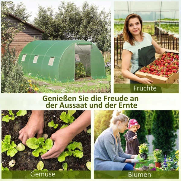  Poly Broeikas Walk-in Poly Tunnel 4,5 X 3 M Broeikas Met 6 Ramen Broeikas Vorstbescherming Stalen Buis Donkergroen 7