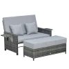  Poly Rattan Loungebank Tuinbank Ligstoel 2-zits Met Kussens Hocker Grijs 1