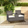  Poly Rattan Tuinbank Tuinbank Bank Met Tafel 2-zits Staalgrijs B133 X D63 X H84cm 10