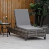  Poly Rattan Tuinligstoel Met Kussen Ligstoel 5-traps Verstelbare Rotan Ligstoel Tuinmeubel Ligstoel Staal Grijs 72 X 198 X 30 Cm 2