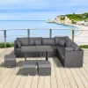  Poly Rattan Zitset 10 Delig Tuinset Bankstel Tuinmeubelset Lounge Staal Luxe Donkergrijs 2