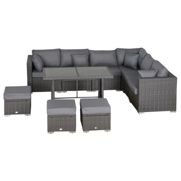  Poly Rattan Zitset 10 Delig Tuinset Bankstel Tuinmeubelset Lounge Staal Luxe Donkergrijs 11