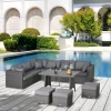  Poly Rattan Zitset 10 Delig Tuinset Bankstel Tuinmeubelset Lounge Staal Luxe Donkergrijs 10