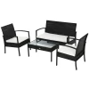  Poly Rattan Zitset Loungebank Tuinset 7-delig Met Kussens, Zwart 1