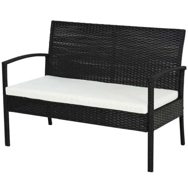  Poly Rattan Zitset Loungebank Tuinset 7-delig Met Kussens, Zwart 5