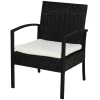  Poly Rattan Zitset Loungebank Tuinset 7-delig Met Kussens, Zwart 7