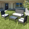  Poly Rattan Zitset Loungebank Tuinset 7-delig Met Kussens, Zwart 10