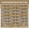  Poly Rotan Ligstoel, Tuinligstoel Met Wielen, Kussens, 4-traps Verstelbare Rotan Ligstoel, Tuinmeubelen, Staal Naturel + Kaki 200 X 66 X 92 Cm 6