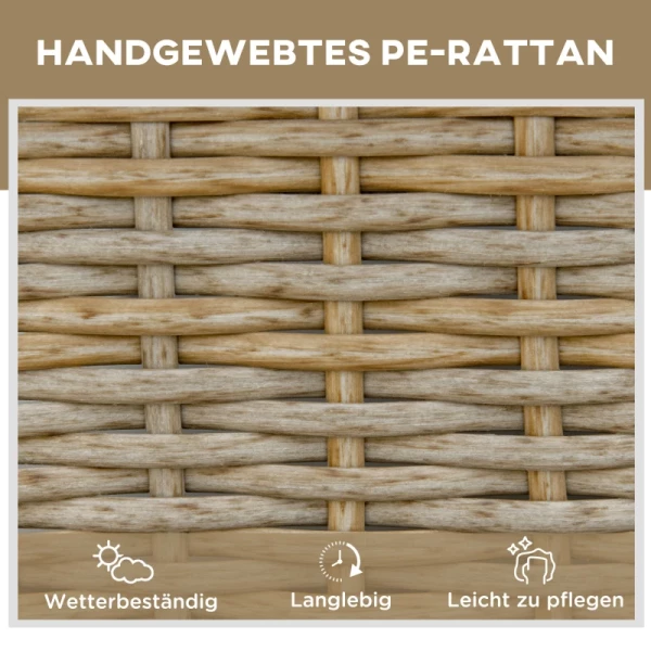  Poly Rotan Ligstoel, Tuinligstoel Met Wielen, Kussens, 4-traps Verstelbare Rotan Ligstoel, Tuinmeubelen, Staal Naturel + Kaki 200 X 66 X 92 Cm 6