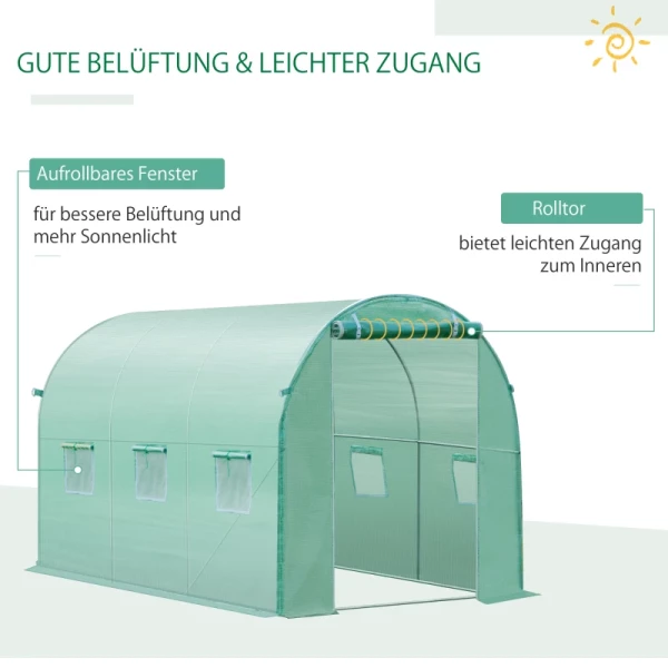  Polyethyleenfolie 3x2x2m Vervangingsfolie Met 6 Ramen Voor Tuin Tunnel Kasfolie Tunnelkasfolie Tuinfolie Van Polyethyleen Kasfolie Groen 4