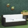  Polyrotan Bank Met Kussens 3-zits Tuinloungebank Metaal Polyester Bruin+wit 185 X 70 X 80 Cm 2