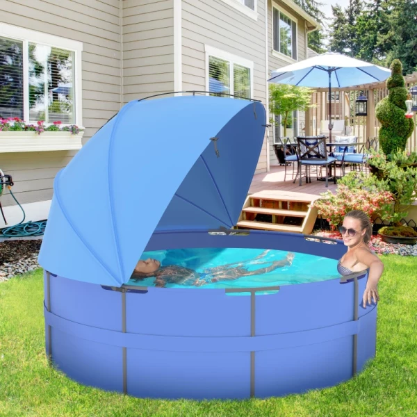  Pool Zonnescherm Eenvoudige Montage Verstelbare Positie UV-bescherming Blauw 3 X 1,5 X 1,2m 2