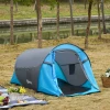  Pop-up Tent Voor 1-2 Personen Kampeertent Voor 3 Seizoenen Polyester Glasvezel Blauw+grijs 220 X 108 X 110 Cm 2