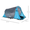  Pop-up Tent Voor 1-2 Personen Kampeertent Voor 3 Seizoenen Polyester Glasvezel Blauw+grijs 220 X 108 X 110 Cm 3
