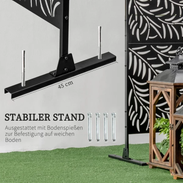  Privacyscherm Weerbestendig Staal 122cm X 45cm X 198cm Zwart 5