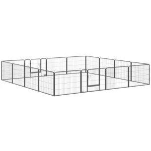  Puppyren Buitenren, 16 Segmenten, 60 Cm Hoog, Box Voor Huisdieren, Puppy's, Hek, Box, Box, Hondenren, Outdoor, Raster, Puppy, Aanpasbaar, Met 2 Deuren, Staalgrijs 1