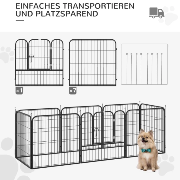  Puppyren Buitenren Box Voor Huisdierenbox Box Hondenren Aangepaste Vorm Met Metalen Deur 79 X 79 Cm Zwart 5