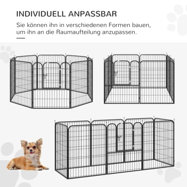  Puppyren Buitenren Kinderbox Voor Huisdierenbox Box Hondenren Aangepaste Vorm Met Metalen Deur 79 X 100 Cm Zwart 4