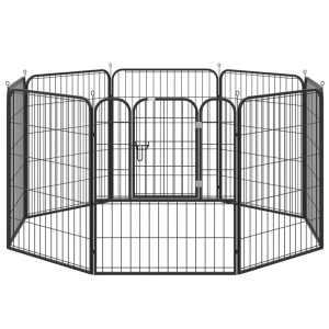  Puppyren Buitenren Kinderbox Voor Huisdierenbox Box Hondenren Aangepaste Vorm Met Metalen Deur 79 X 100 Cm Zwart 1