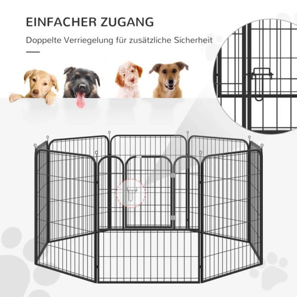  Puppyren Buitenren Kinderbox Voor Huisdierenbox Box Hondenren Aangepaste Vorm Met Metalen Deur 79 X 100 Cm Zwart 7