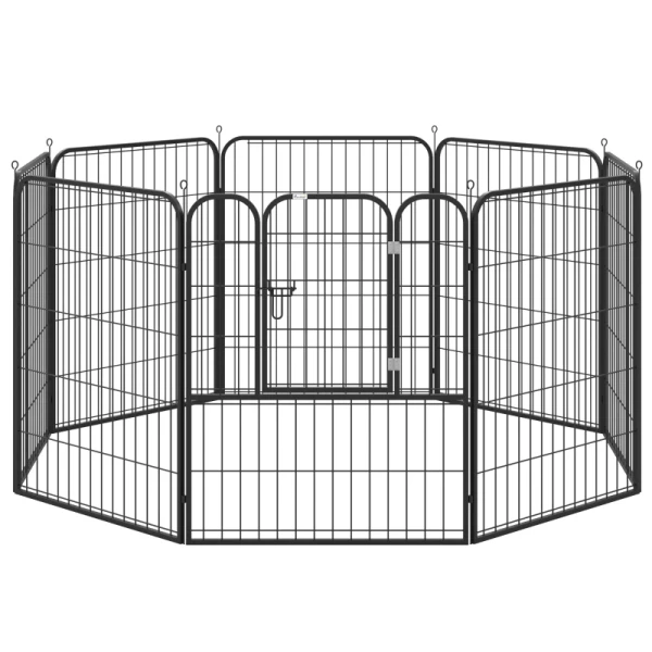 Puppyren Buitenren Kinderbox Voor Huisdierenbox Box Hondenren Aangepaste Vorm Met Metalen Deur 79 X 100 Cm Zwart 1