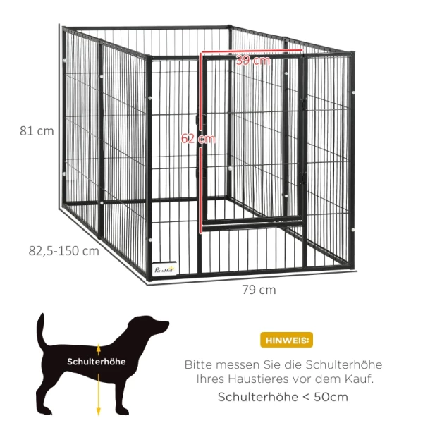  Puppyren, Puppypoort, Vergrendelingsdeur, 6 Panelen, In Hoogte Verstelbaar Van 82,5 Cm - 150 Cm, Zwart 3