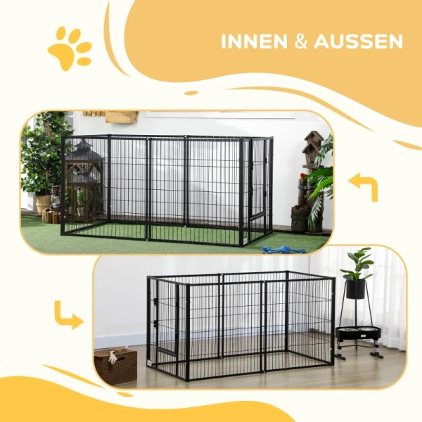  Puppyren, Puppypoort, Vergrendelingsdeur, 6 Panelen, In Hoogte Verstelbaar Van 82,5 Cm - 150 Cm, Zwart 6