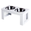  Raised Dog Bowl, Voerbak, Roestvrijstalen Kommen, Voerbak, MDF, Wit, 23" X 12" X 10". 2