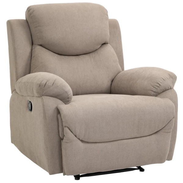 Relaxfauteuil Enkele Bank Ligstoel 150° Kantelbaar TV-fauteuil Ligstoel TV-fauteuil Met Slaapfunctie Voor Woonkamer Linnen Beige 97 X 96 X 105,5 Cm 1