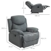 Relaxfauteuil Enkele Ligbank 150° Kantelbaar TV-fauteuil Fauteuil TV-fauteuil Met Slaapfunctie Voor Woonkamer Linnen Grijs 97 X 96 X 105,5 Cm 3