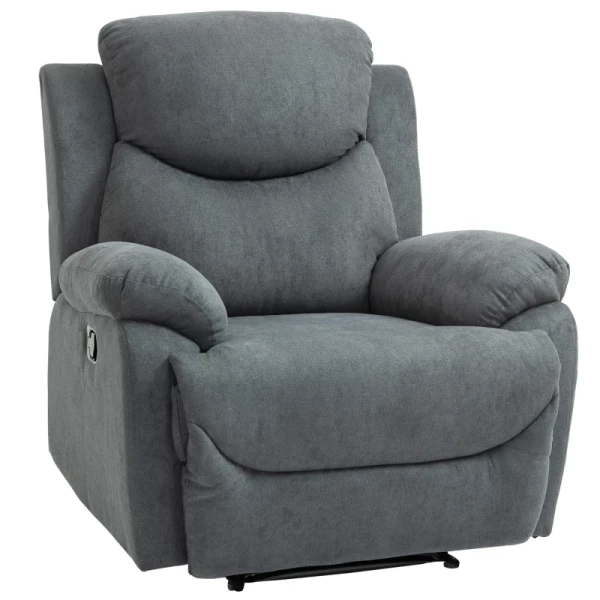 Relaxfauteuil Enkele Ligbank 150° Kantelbaar TV-fauteuil Fauteuil TV-fauteuil Met Slaapfunctie Voor Woonkamer Linnen Grijs 97 X 96 X 105,5 Cm 1