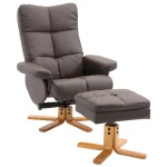 Relaxfauteuil Met Kruk En Opbergruimte, Tv-fauteuil Met Ligfunctie, 360° Draaibare Fauteuil, PU Houten Frame, Bruin, 80 X 86 X 99 Cm