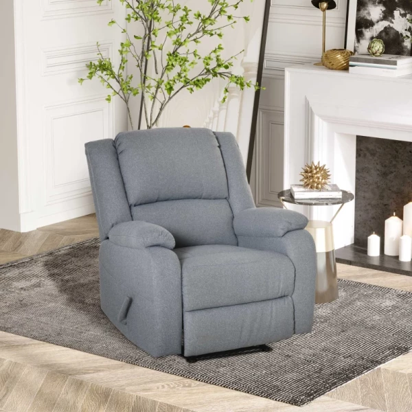  Relaxfauteuil Met Ligfunctie TV-fauteuil TV-fauteuil Fauteuil Linnenachtig Polyester Grijs 90 X 96 X 98 Cm 10