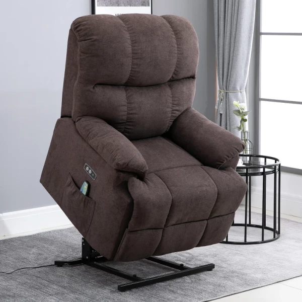  Relaxfauteuil Met Opstahulp, 160° Verstelbare Rugleuning, Massage- En Warmtefunctie, 83 Cm X 95 Cm X 105 Cm, Bruin 2