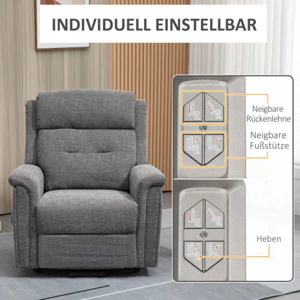  Relaxfauteuil Met Opstahulp Incl. Afstandsbediening, Voetsteun, Staalgrijs 6