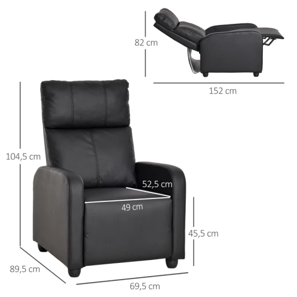 Relaxfauteuil Relaxfauteuil TV-fauteuil Fauteuil Met Ligfunctie Imitatieleer (zwart) 3