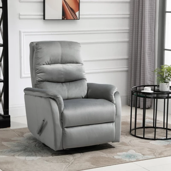  Relaxfauteuil Relaxfauteuil TV-fauteuil Met Wipfunctie Enkele Bank 140° Kantelbare TV-fauteuil Polyester Grijs 80 X 102 X 100 Cm 2