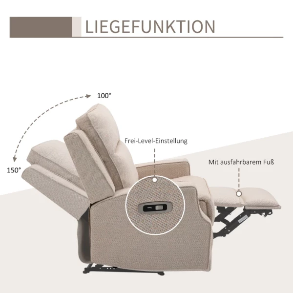  Relaxfauteuil TV-fauteuil Zero-wall-functie Enkele Bank 150° Kantelbaar TV-fauteuil Polyester Beige 78 X 93 X 101 Cm 4