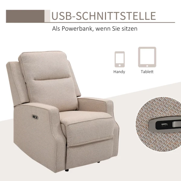  Relaxfauteuil TV-fauteuil Zero-wall-functie Enkele Bank 150° Kantelbaar TV-fauteuil Polyester Beige 78 X 93 X 101 Cm 5