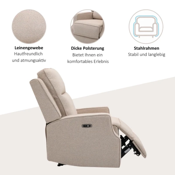  Relaxfauteuil TV-fauteuil Zero-wall-functie Enkele Bank 150° Kantelbaar TV-fauteuil Polyester Beige 78 X 93 X 101 Cm 6