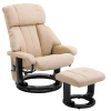  Relaxligstoel Met Ligfunctie Massagestoel TV-stoel Ligstoel Ergonomische Stoel Fauteuil Met Kruk Massage Beige 76 X 80 X 102 Cm 1