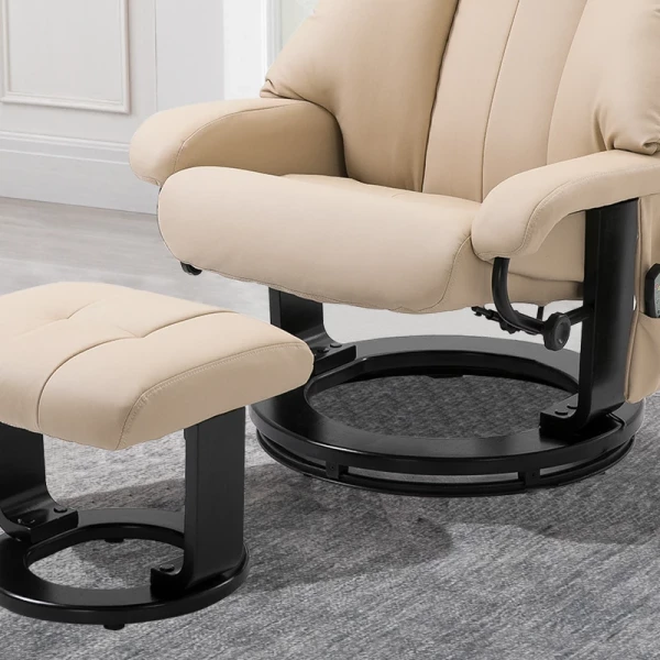  Relaxligstoel Met Ligfunctie Massagestoel TV-stoel Ligstoel Ergonomische Stoel Fauteuil Met Kruk Massage Beige 76 X 80 X 102 Cm 8