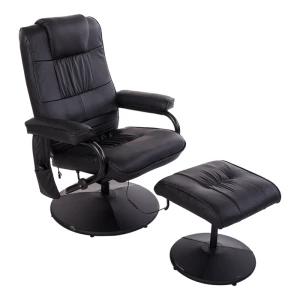  Relaxligstoel Met Ligfunctie, Massagestoel, Tv-stoel, Tv-stoel Met Massagefunctie, Inclusief Kruk, Kunstleer, Zwart, 77 X 84 X 95 Cm 1
