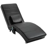 Relaxligstoel Met Massagefunctie Loungestoel Ergonomisch Hoge Rugleuning, Met Massagefunctie En Kussens Met Zero-G Design Loungestoel Kunstleer Metaalfoam Zwart 58 X 163 X 87 Cm