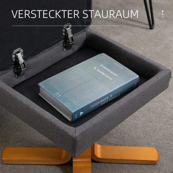  Relaxstoel Massagestoel Met Voetenbank Opbergruimte Ligfunctie TV-stoel Met Massagefunctie TV-stoel Ligstoel, Met Houten Poot Helling 145° Polyester Donkergrijs 80 X 86 X 99 Cm 6