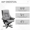  Relaxstoel Met Kruk, Tv-stoel, Gestoffeerde Stoel, Slaapbank, 360° Draaibaar, 135° Kantelbaar, Grijs, 78 X 82,5 X 109 Cm 4