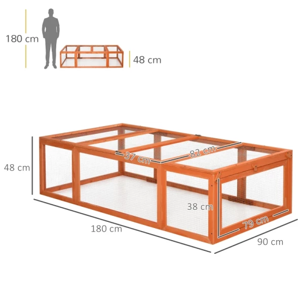  Ren Voor Kleine Dieren Te Openen Dak Dennenhout Oranje 180L X 90B X 48H Cm 3