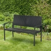  Rotan-look Tuinbank Met Stalen Frame Voor 2 Personen, Zwart, 122 X 60 X 87 Cm 2