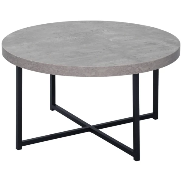  Salontafel, Bijzettafel, Rond, Cementlook, Zwart Metalen Frame, 80 X 80 X 45cm 10